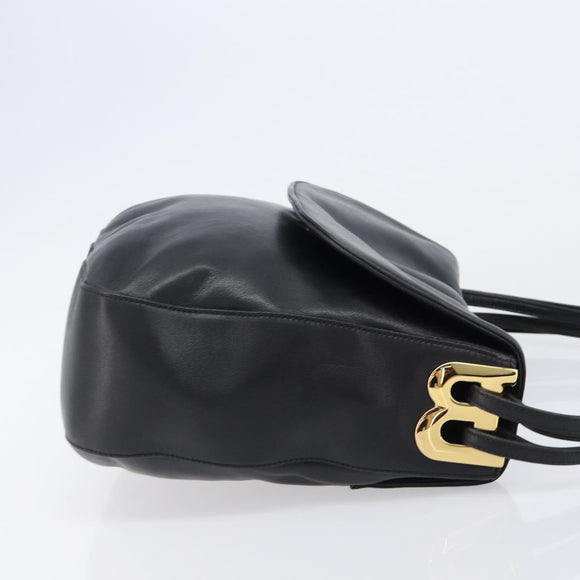 BALLY Shoulder Bag Leather Black Gold Auth 202700V