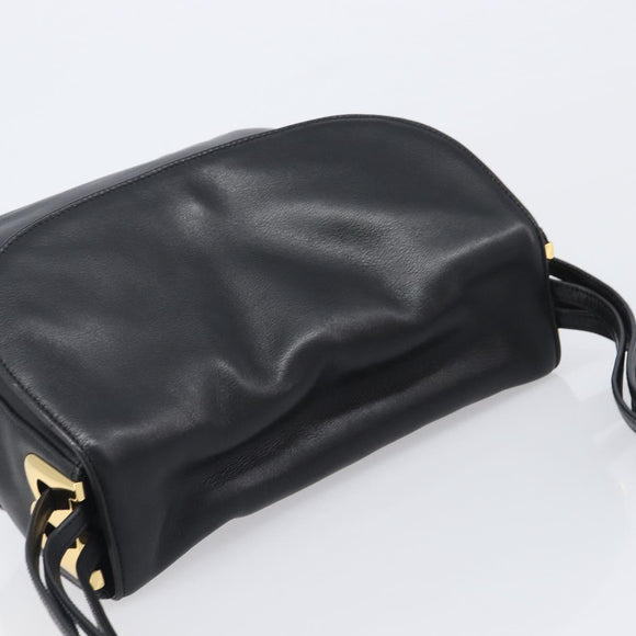 BALLY Shoulder Bag Leather Black Gold Auth 202700V