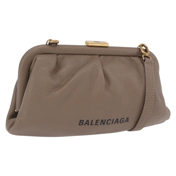 BALENCIAGA Cloud XS Shoulder Bag Leather Beige Gold 618895 Auth 202701V