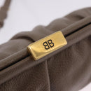 BALENCIAGA Cloud XS Shoulder Bag Leather Beige Gold 618895 Auth 202701V-9