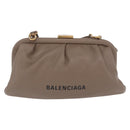 BALENCIAGA Cloud XS Shoulder Bag Leather Beige Gold 618895 Auth 202701V-13