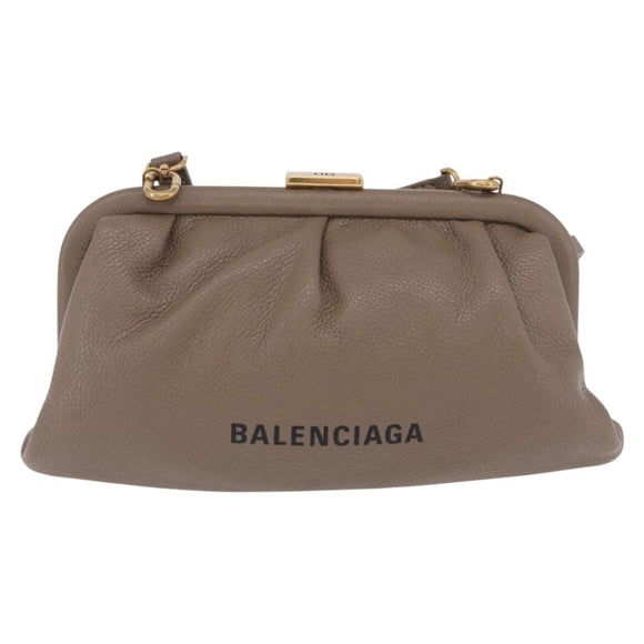 BALENCIAGA Cloud XS Shoulder Bag Leather Beige Gold 618895 Auth 202701V
