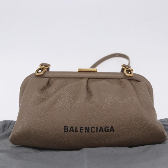 BALENCIAGA Cloud XS Shoulder Bag Leather Beige Gold 618895 Auth 202701V
