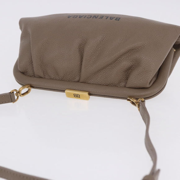 BALENCIAGA Cloud XS Shoulder Bag Leather Beige Gold 618895 Auth 202701V
