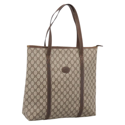 GUCCI GG Supreme Tote Bag PVC Beige Auth 202702