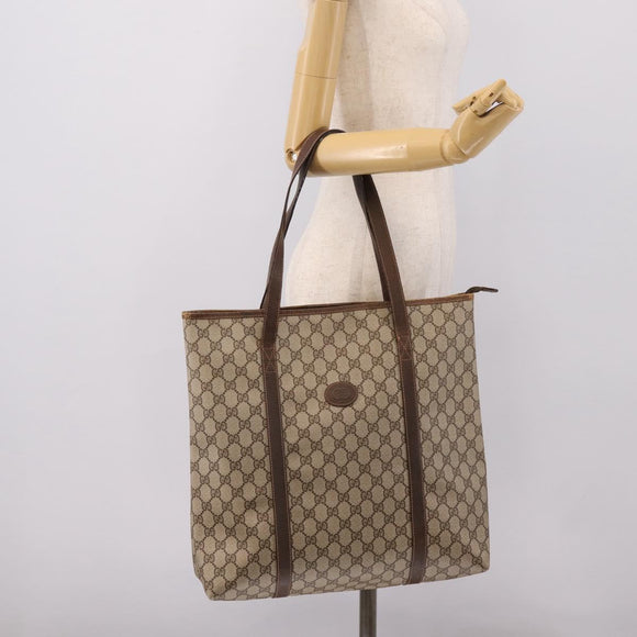 GUCCI GG Supreme Tote Bag PVC Beige Auth 202702