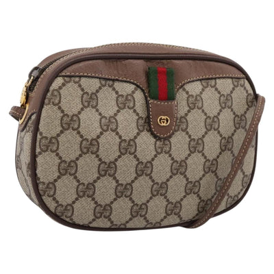 GUCCI GG Supreme Web Sherry Line Bag PVC Beige Gold 007 58 6112 Auth 202703