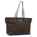 FENDI Zucca Canvas Tote Bag Black Brown Auth 202705-1