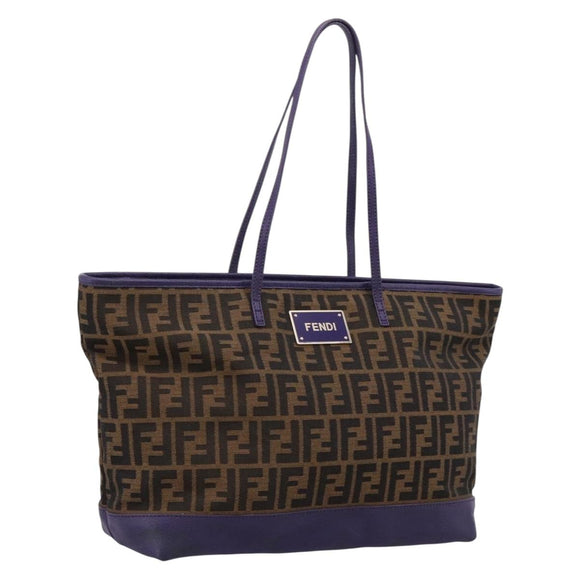 FENDI Zucca Canvas Tote Bag Black Brown Auth 202705