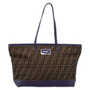 FENDI Zucca Canvas Tote Bag Black Brown Auth 202705-2