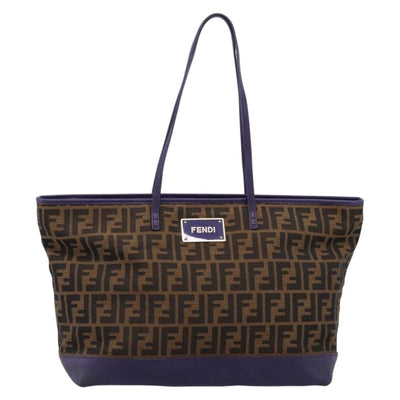 FENDI Zucca Canvas Tote Bag Black Brown Auth 202705 - 0