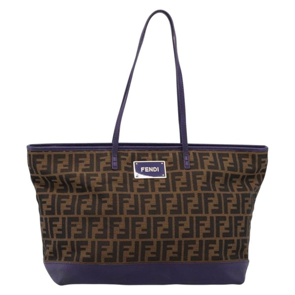 FENDI Zucca Canvas Tote Bag Black Brown Auth 202705