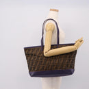 FENDI Zucca Canvas Tote Bag Black Brown Auth 202705-23