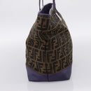 FENDI Zucca Canvas Tote Bag Black Brown Auth 202705-4