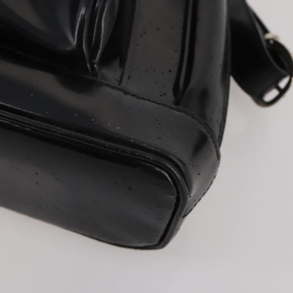 GUCCI Bamboo Shoulder Bag Patent Leather Black Silver 003 2113 0127 Auth 202711