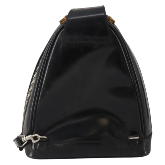 GUCCI Bamboo Shoulder Bag Patent Leather Black Silver 003 2113 0127 Auth 202711