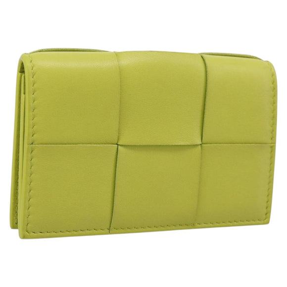 BOTTEGA VENETA Cassette Maxi INTRECCIATO Card Case Leather Green Auth 202712M