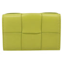 BOTTEGA VENETA Cassette Maxi INTRECCIATO Card Case Leather Green Auth 202712M-13