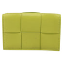 BOTTEGA VENETA Cassette Maxi INTRECCIATO Card Case Leather Green Auth 202712M-2