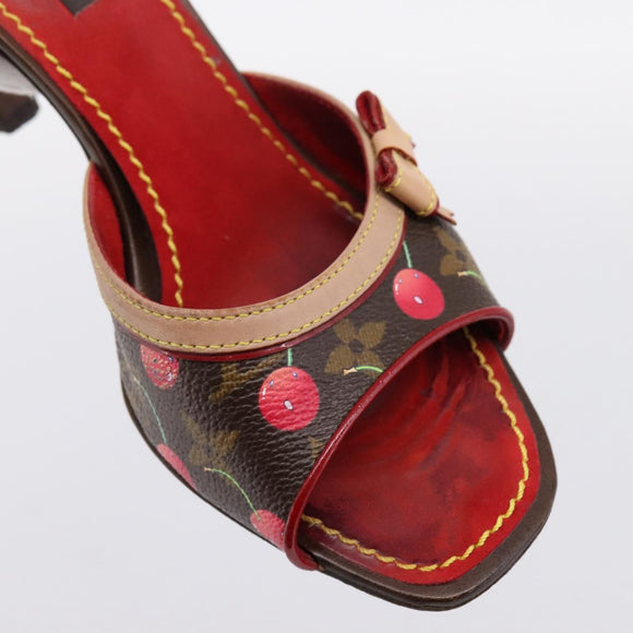 LOUIS VUITTON Monogram Cherry Mule Sandals 36 Marron LV Auth 202717