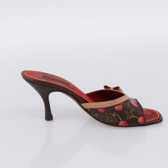 LOUIS VUITTON Monogram Cherry Mule Sandals 36 Marron LV Auth 202717