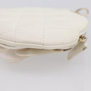 CHANEL Camelia Coin Purse Lamb Skin White Gold CC Auth 202721M-11