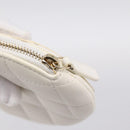 CHANEL Camelia Coin Purse Lamb Skin White Gold CC Auth 202721M-13