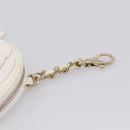 CHANEL Camelia Coin Purse Lamb Skin White Gold CC Auth 202721M-7