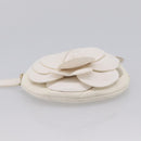 CHANEL Camelia Coin Purse Lamb Skin White Gold CC Auth 202721M-8