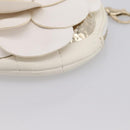 CHANEL Camelia Coin Purse Lamb Skin White Gold CC Auth 202721M-9