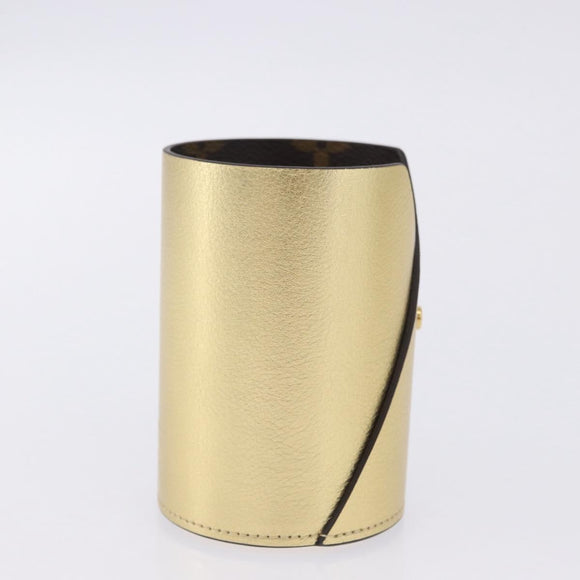 LOUIS VUITTON Monogram Pocrayon Gaston Pen Case Gold LV Auth 202723A