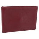 HERMES Calvi Card Case Leather Red Auth 202724M-1