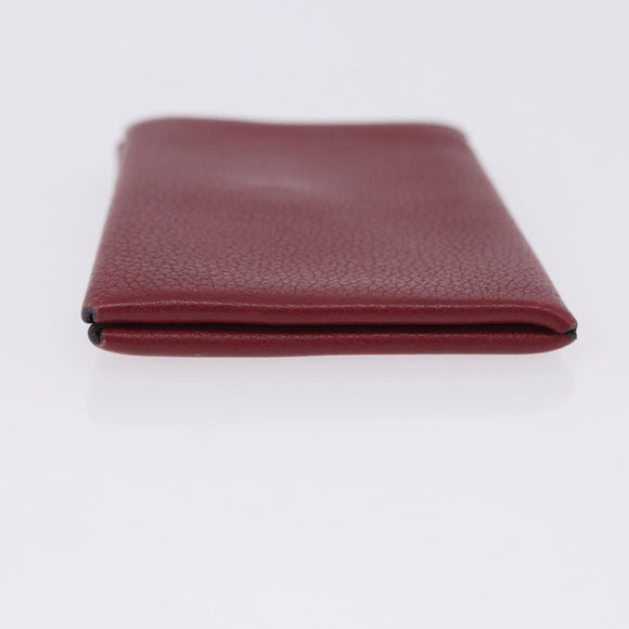 HERMES Calvi Card Case Leather Red Auth 202724M