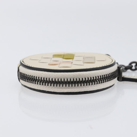 BOTTEGA VENETA INTRECCIATO Coin Purse Leather Ivory Auth 202725A