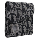 Christian Dior Trotter Canvas Saddle Pouch Gray Silver Auth 202727V-1
