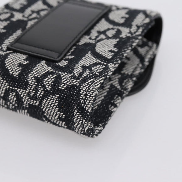 Christian Dior Trotter Canvas Saddle Pouch Gray Silver Auth 202727V
