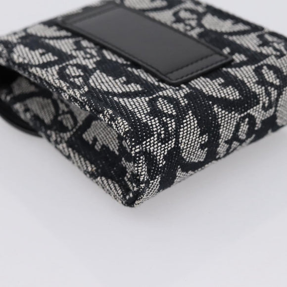 Christian Dior Trotter Canvas Saddle Pouch Gray Silver Auth 202727V