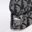 Christian Dior Trotter Canvas Saddle Pouch Gray Silver Auth 202727V-12