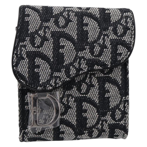 Christian Dior Trotter Canvas Saddle Pouch Gray Silver Auth 202727V