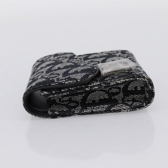 Christian Dior Trotter Canvas Saddle Pouch Gray Silver Auth 202727V