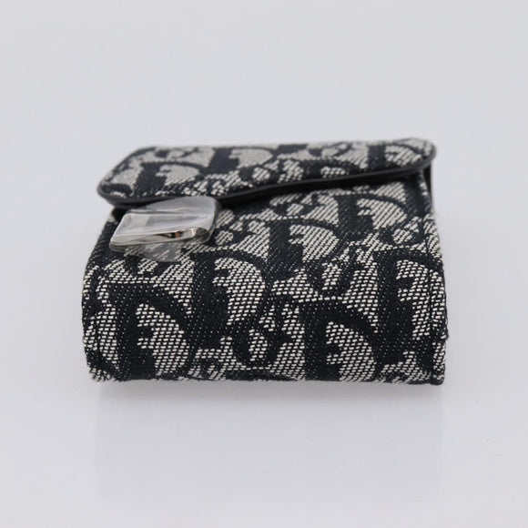 Christian Dior Trotter Canvas Saddle Pouch Gray Silver Auth 202727V