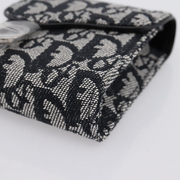 Christian Dior Trotter Canvas Saddle Pouch Gray Silver Auth 202727V