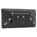 BALENCIAGA Classic Continental Zip Wallet Leather Gray Gold 253054 Auth 202730A-1