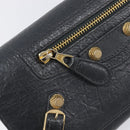 BALENCIAGA Classic Continental Zip Wallet Leather Gray Gold 253054 Auth 202730A-12