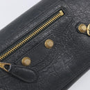 BALENCIAGA Classic Continental Zip Wallet Leather Gray Gold 253054 Auth 202730A-13