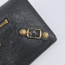 BALENCIAGA Classic Continental Zip Wallet Leather Gray Gold 253054 Auth 202730A-14
