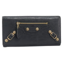 BALENCIAGA Classic Continental Zip Wallet Leather Gray Gold 253054 Auth 202730A-2