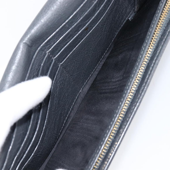 BALENCIAGA Classic Continental Zip Wallet Leather Gray Gold 253054 Auth 202730A