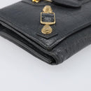 BALENCIAGA Classic Continental Zip Wallet Leather Gray Gold 253054 Auth 202730A-9