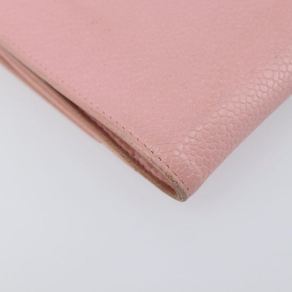 CHANEL Wallet Caviar Skin Pink Gold CC Auth 202731